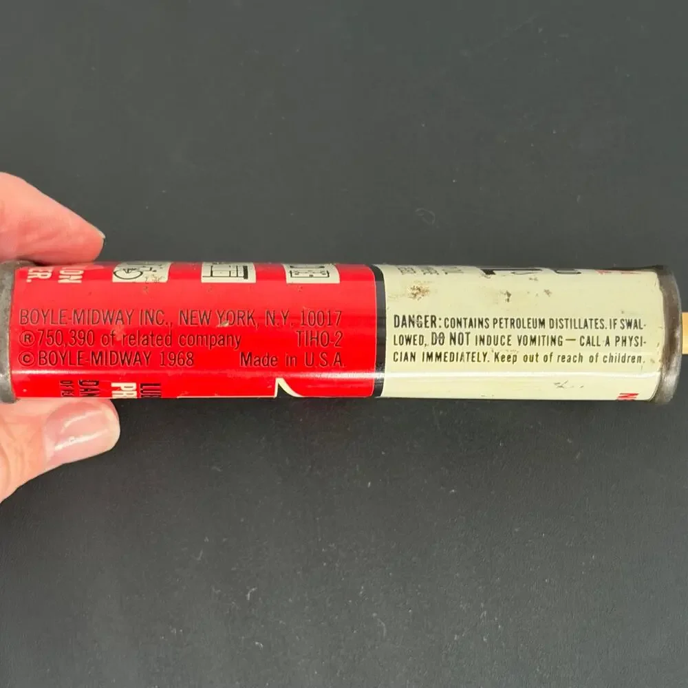 Vintage 3 In One Household Oil Tin Can Oiler Red And White Advertising 3 oz. USA